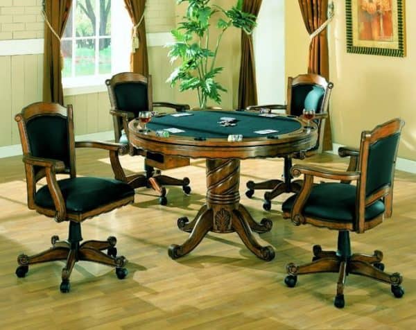 Turk 3-in-1 Round Pedestal 5 pc Game Table Set