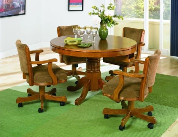 Oak Wood Convertible 5 pc Game Table Set