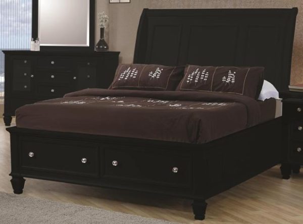 Sandy Beach (Black) King Size Storage Bed