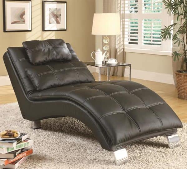 Leather Like Vinyl Black Chaise