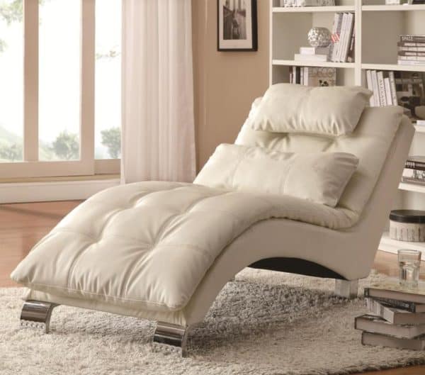 Leather Like Vinyl White Chaise