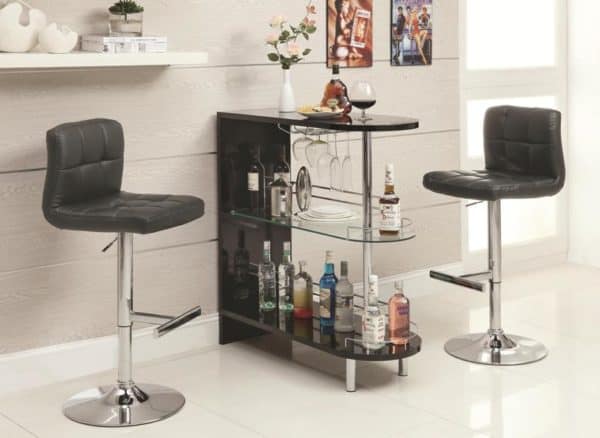 Black Contemprorary Bar Table with Stools Set