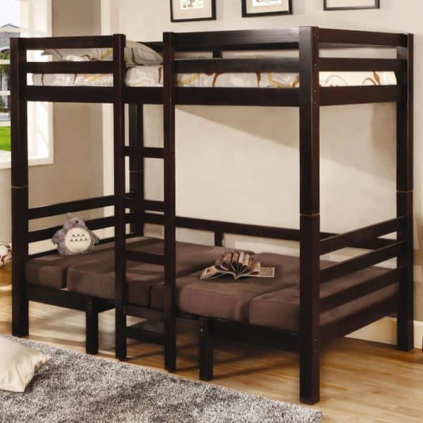 Dark Oak Convertable Loft Bed  with Twin Bunkie Mattress - Image 2