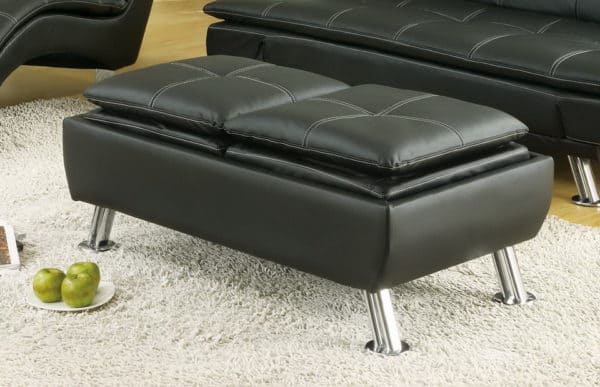 Leather Like Vinyl Black Storage Ottoman