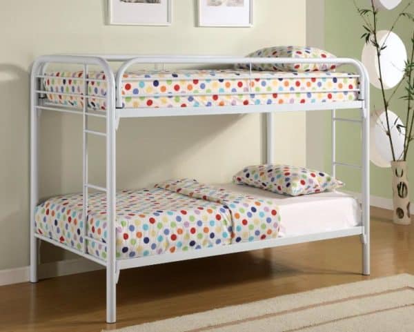 White Twin/Twin Bunk Bed with Mattresses