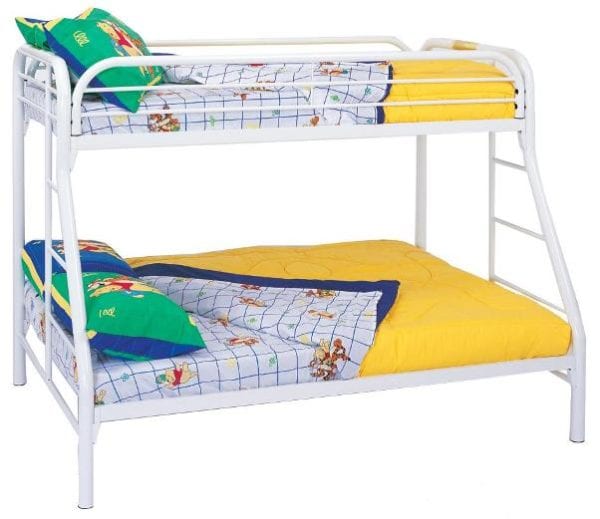 Fordham White Twin/Full Bunk Bed with Bunkie Mattresses