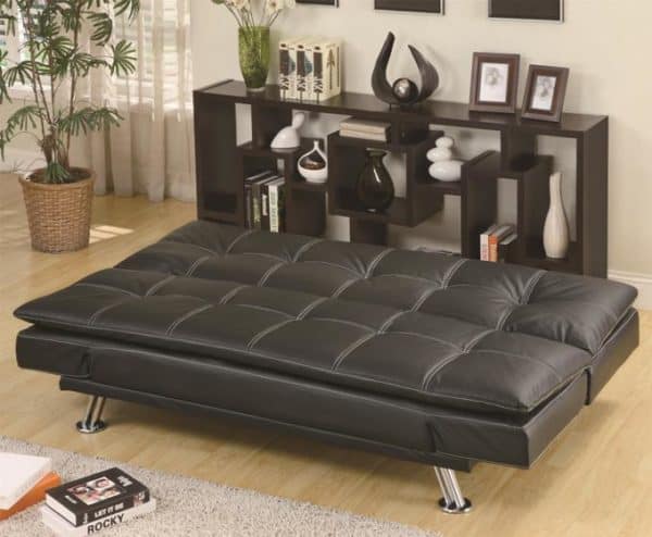 Leather Like Vinyl Black Sofa Bed - Image 2