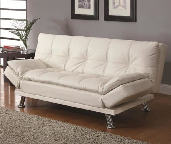 Leather Like White Vinyl Sofa Bed