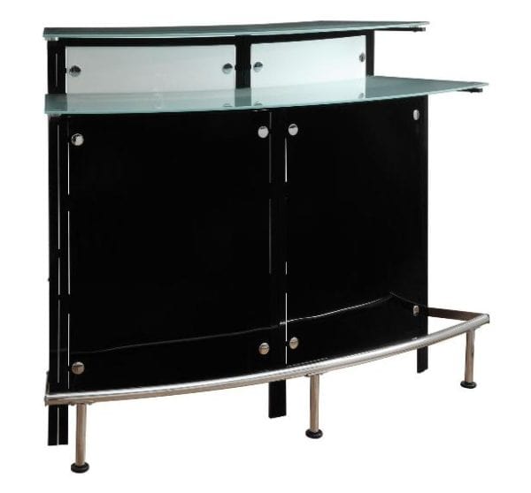 Arched Black Bar Table with Frosted Glass Counter Tops