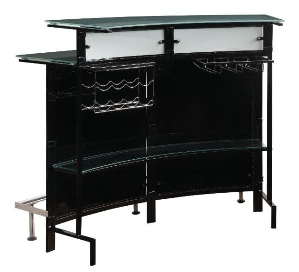 Arched Black Bar Table with Frosted Glass Counter Tops - Image 2