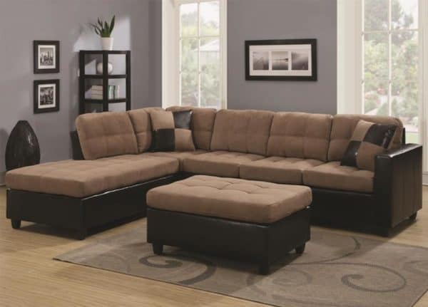 Tan Mallory Reversible Sectional with Ottoman
