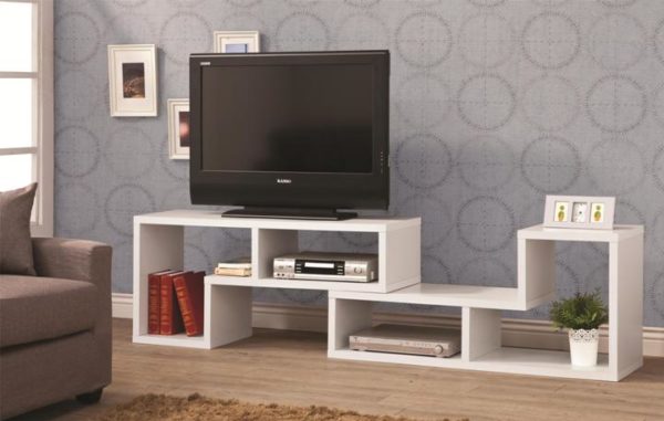 White Convertible TV Console and Bookcase Combination