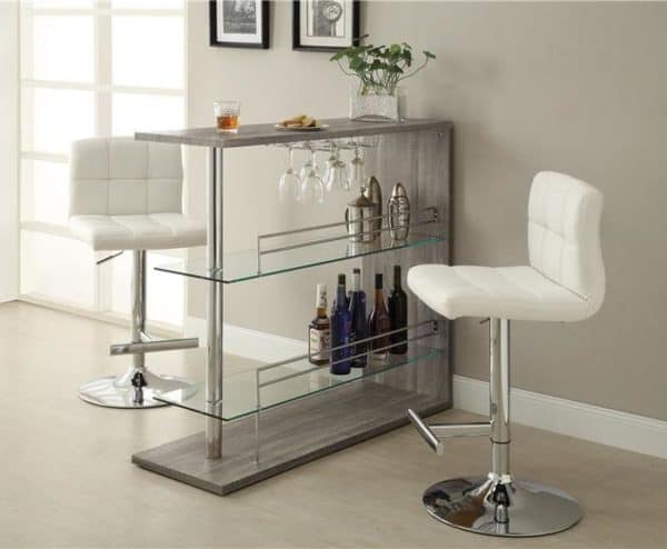 Weathered Grey Bar Table with Bar Stools