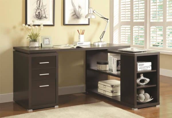 Yvette Cappuccino L-Shape Desk