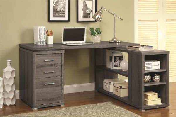 Yvette Weathered Grey L-Shape Desk