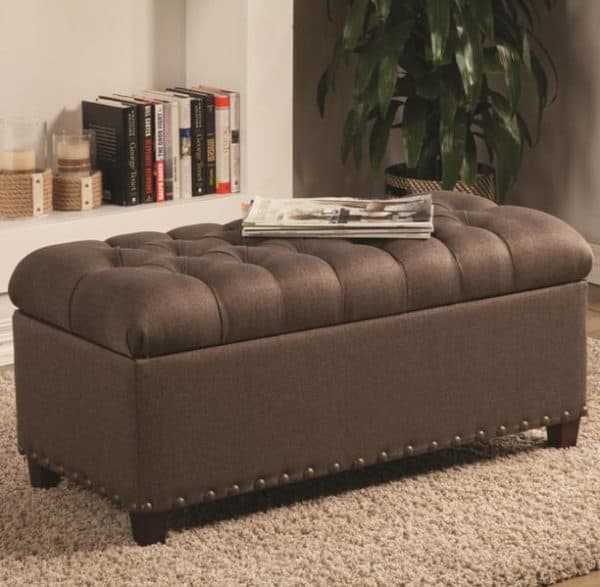 Brown Ottomans Tufted Storage Bench