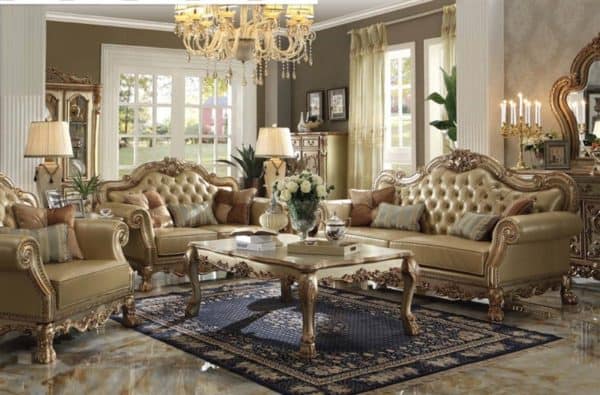 Dresden Gold Patina Sofa and Love Seat