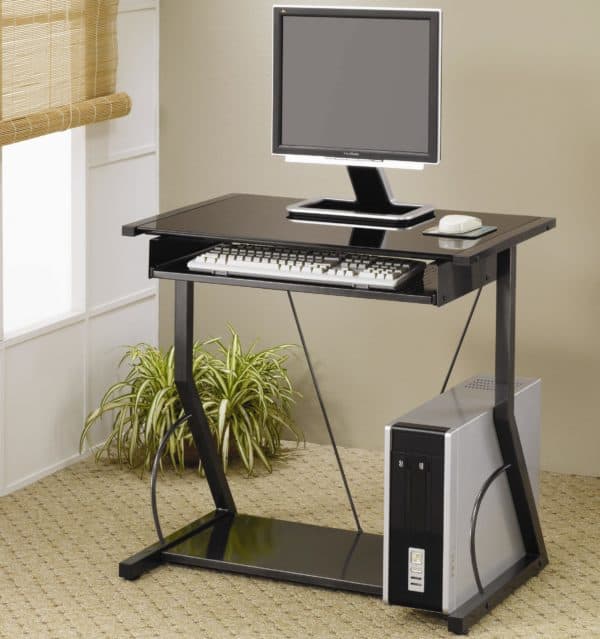 Tempered Glass Computer Desk with Keyboard Tray