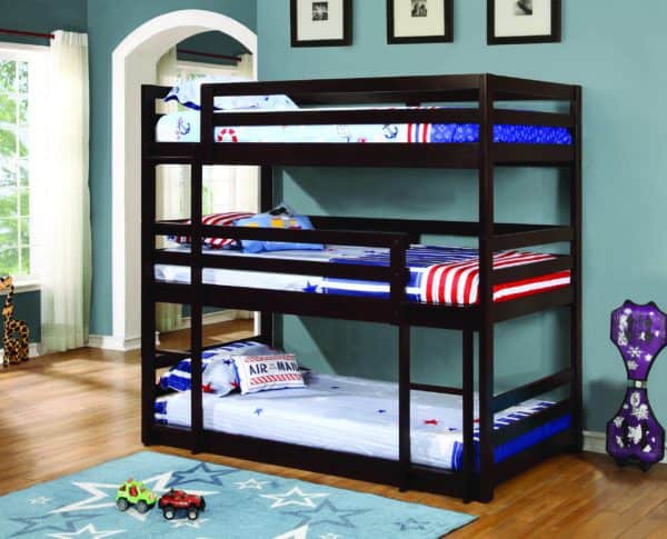 Cappuccino Triple Layer Bunk Bed