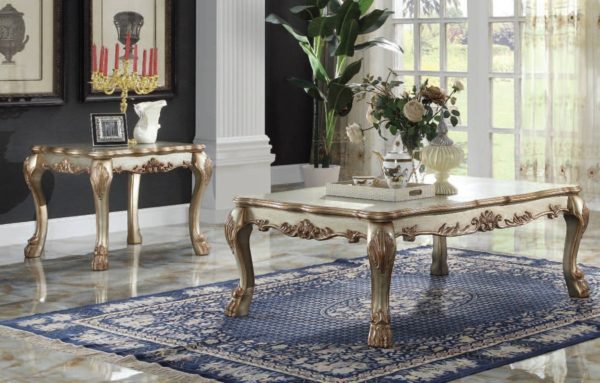 Dresden Gold Patina Coffee Table and End Table Set