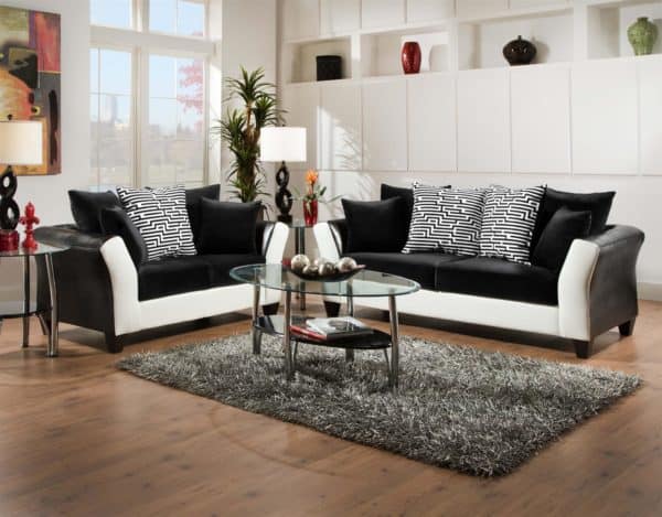 Implosion Black & White Sofa & Love Seat