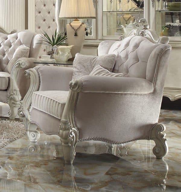 Versailles Bone White Finish/ Ivory Velvet Chair