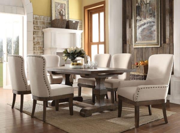 Landon Salvage Brown Finish 7 Piece Table Set