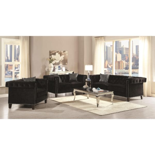 Reventlow Loveseat with Greek Key Nailhead Trim Design - Image 2