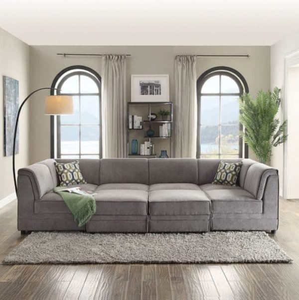 Bois Gray Velvet Sectional