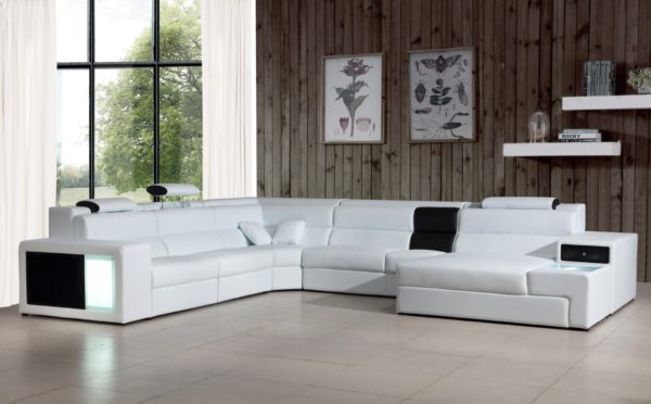 Divani Casa Polaris - Contemporary Bonded Leather White Sectional Sofa