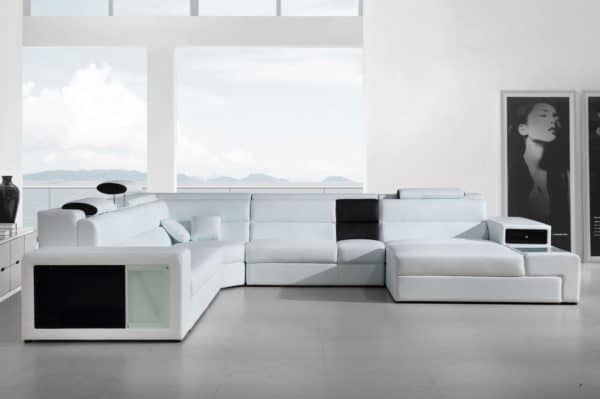 Divani Casa Polaris - Contemporary Bonded Leather White Sectional Sofa - Image 2