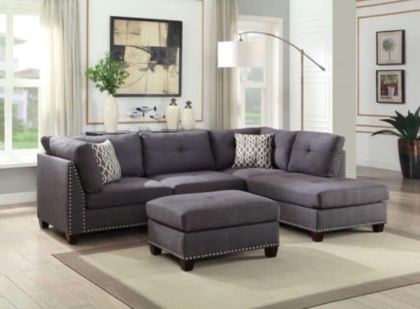 Laurissa Light Charcoal Sectional with Ottoman