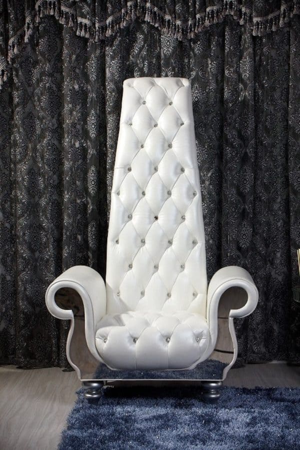 Divani Casa Luxe - Neo-Classical Pearl White Italian Leather Tall Chair - Image 2