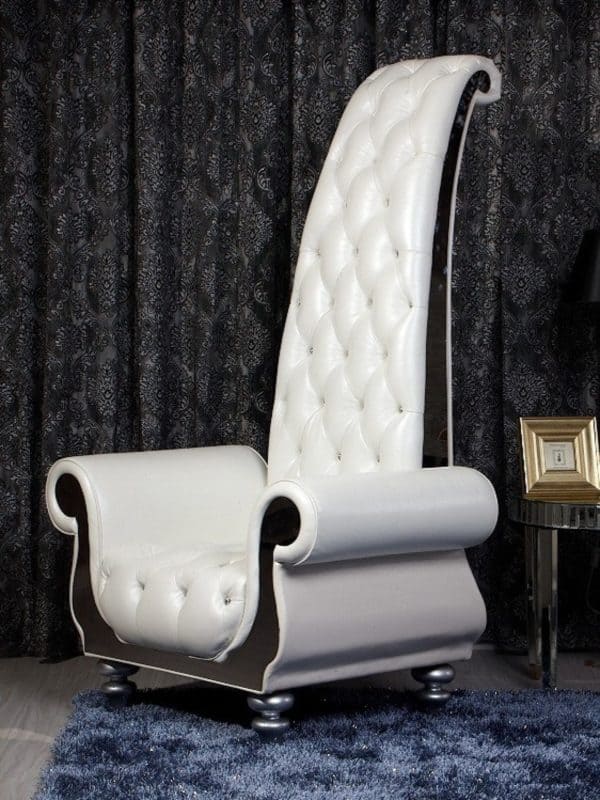 Divani Casa Luxe - Neo-Classical Pearl White Italian Leather Tall Chair