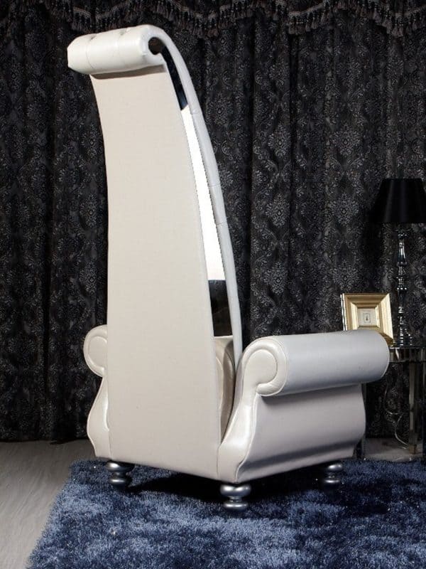 Divani Casa Luxe - Neo-Classical Pearl White Italian Leather Tall Chair - Image 3