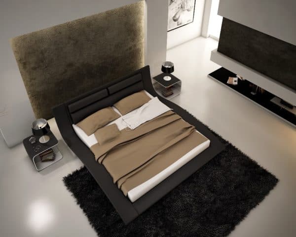 Queen Wave Bed in Black with 2 Nightstands - Image 2