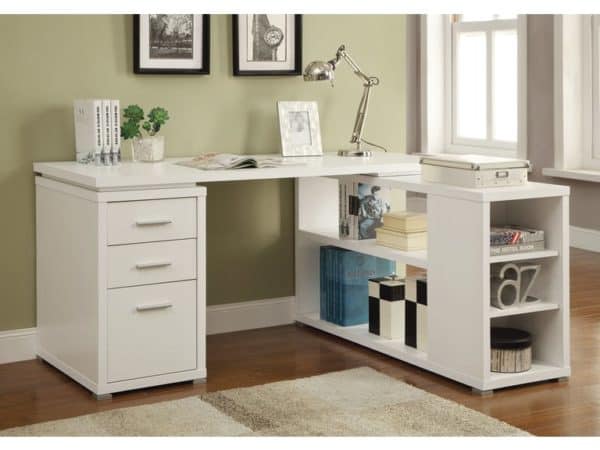 Yvette White L-Shape Desk