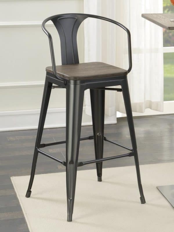 2 Matte Black Bar Stools