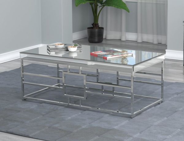 Geometric Mirrored Top Coffee Table