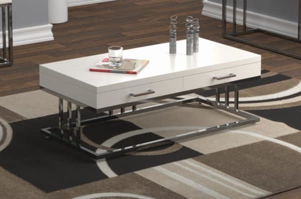 Modern White Storage Coffee Table Set - Image 4