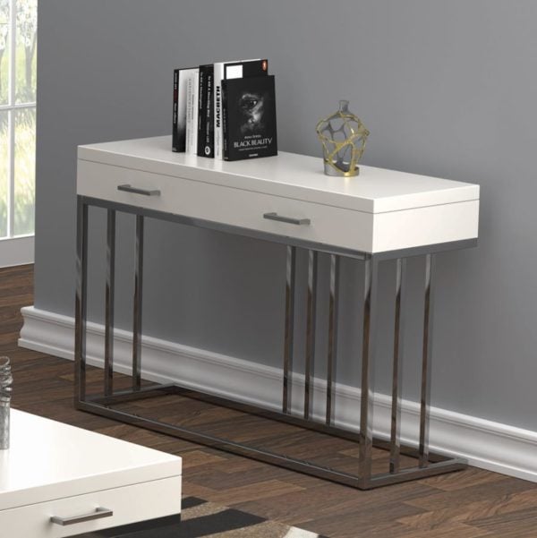 Modern White Storage Sofa Table