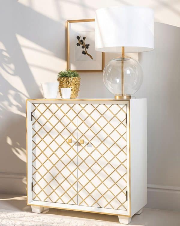 Lattice Design Cabinet w/ Gold Painted