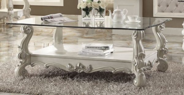 Versailles Bone White Glass Coffee Table