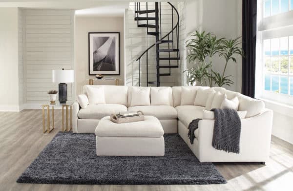 Hobson Off-White Sectional & Ottoman