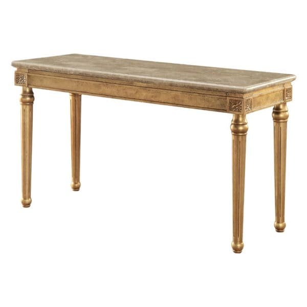 Daesha Marble Top and Antique Gold Coffee Table Set - Image 4