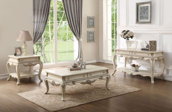 Ragenardus Antique White Coffee Table Set