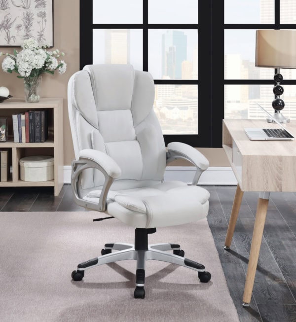 Adjustable Height Office Chair White And Silver