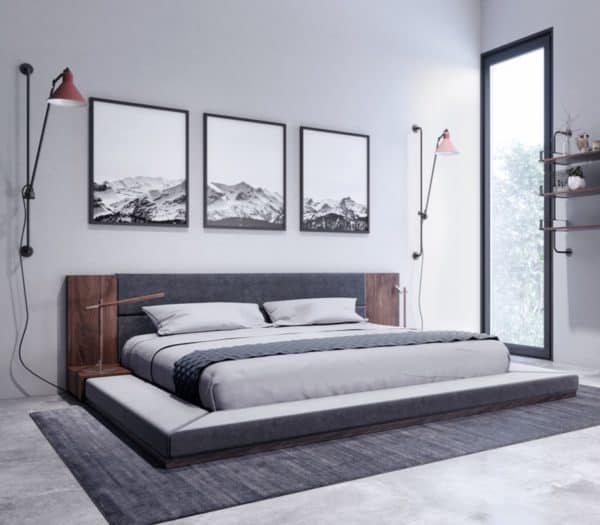 Nova Domus Queen Size Jagger Modern Dark Grey & Walnut Bed