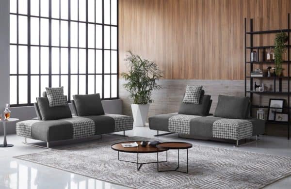 Divani Casa Cooke Modern Grey Houndstooth Fabric Modular Sectional Sofa Bed - Image 2