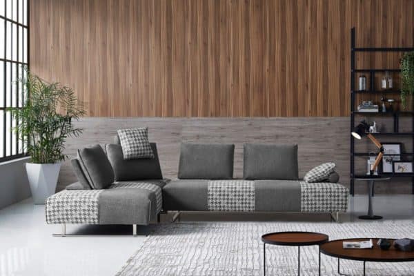 Divani Casa Cooke Modern Grey Houndstooth Fabric Modular Sectional Sofa Bed - Image 3